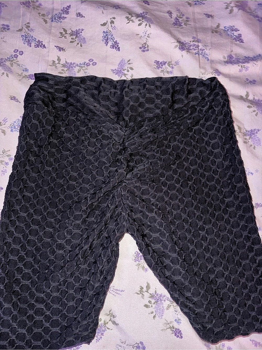 Black Textured Shorts